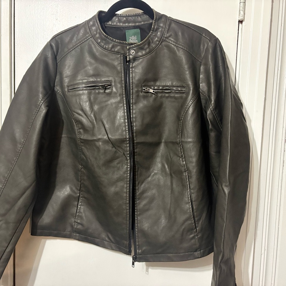 Wild Fable Olive Faux Leather Jacket